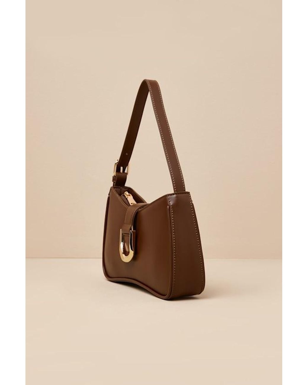 Lulus Brown Oh-So Chic Buckle Shoulder Bag