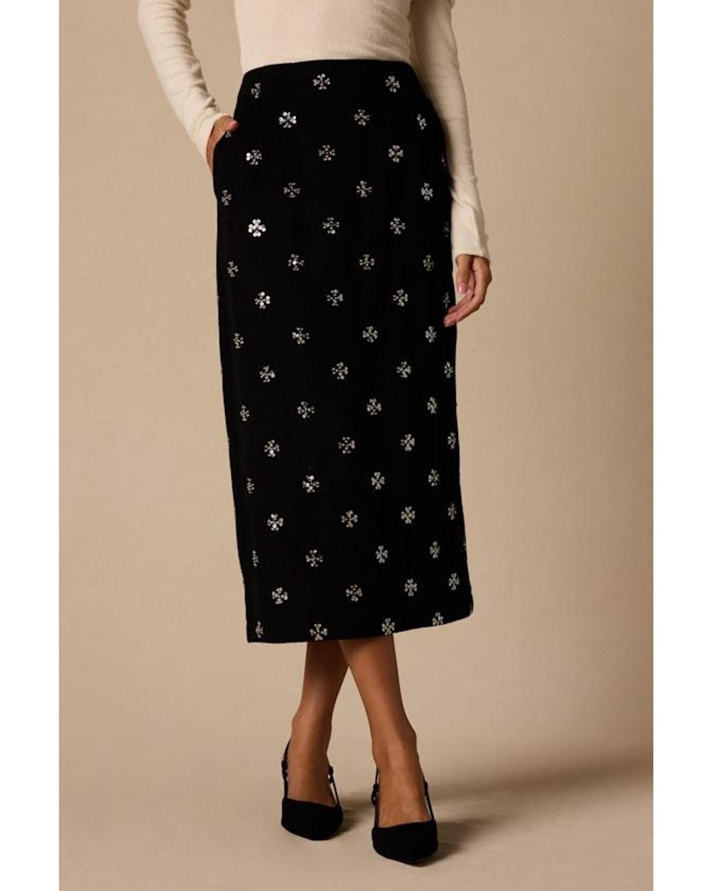 Lulus Natural Celestial Sequin Midi Skirt