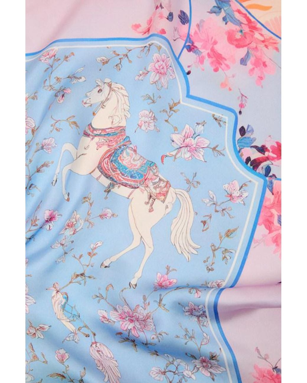 Lulus Blue Fernley Multi Equestrian Print Satin Scarf