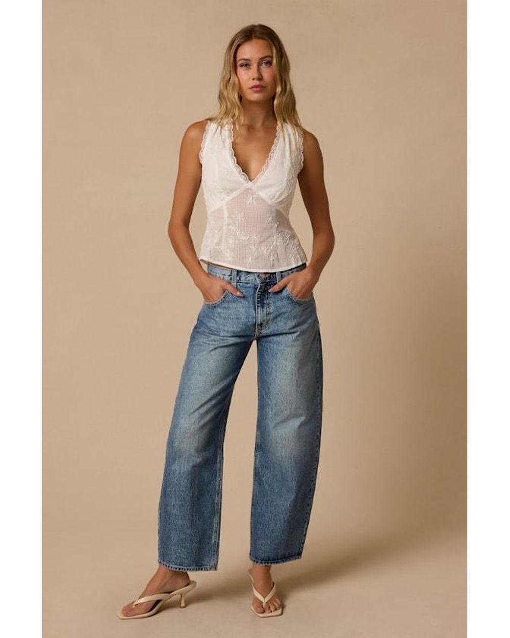 Just Black Blue Gale Medium Wash High-Rise Barrel Jeans