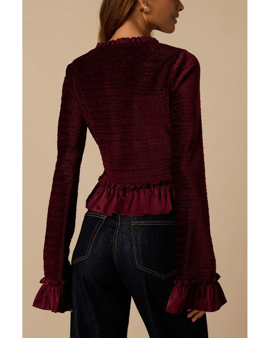 Lulus Purple Wyle Velvet Long Sleeve Top