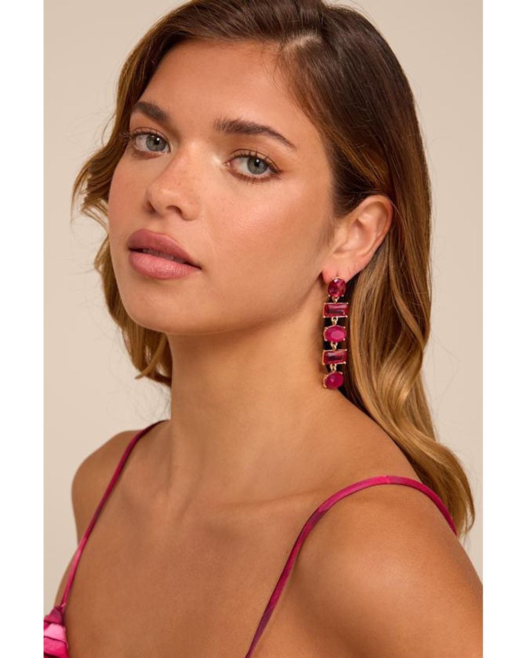 Lulus Brown Chateau Rhinestone Drop Earrings
