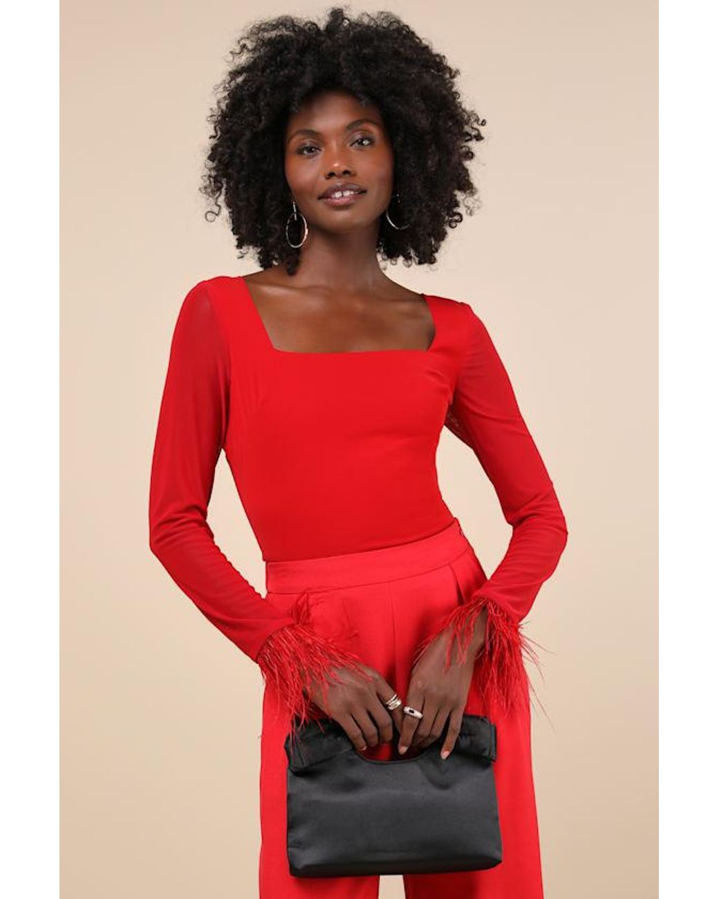 Lulus Red Total Romantic Satin Bow Clutch