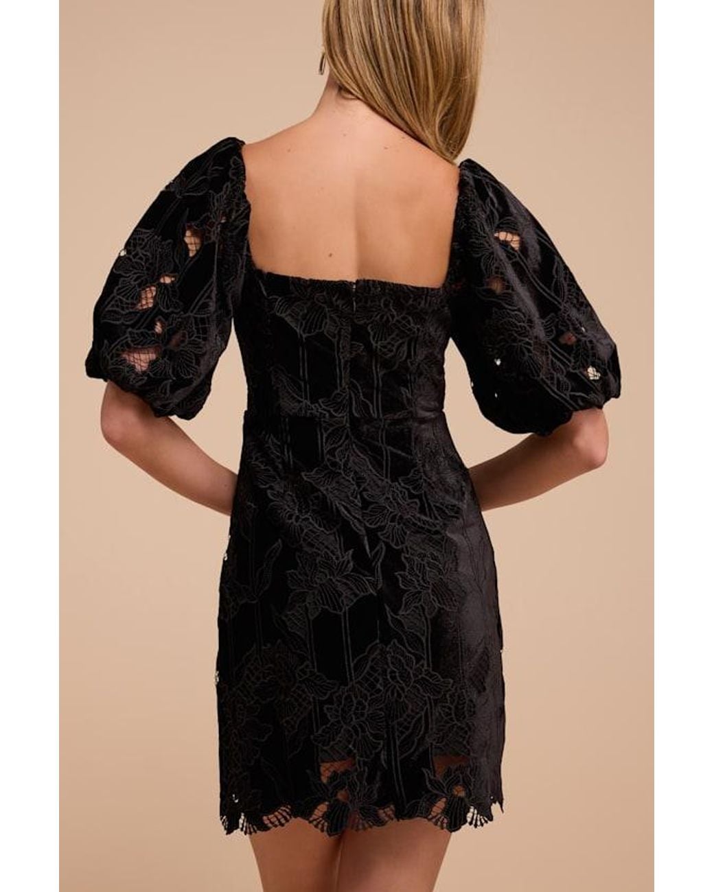 Lulus Black Reece Floral Velvet Mini Dress