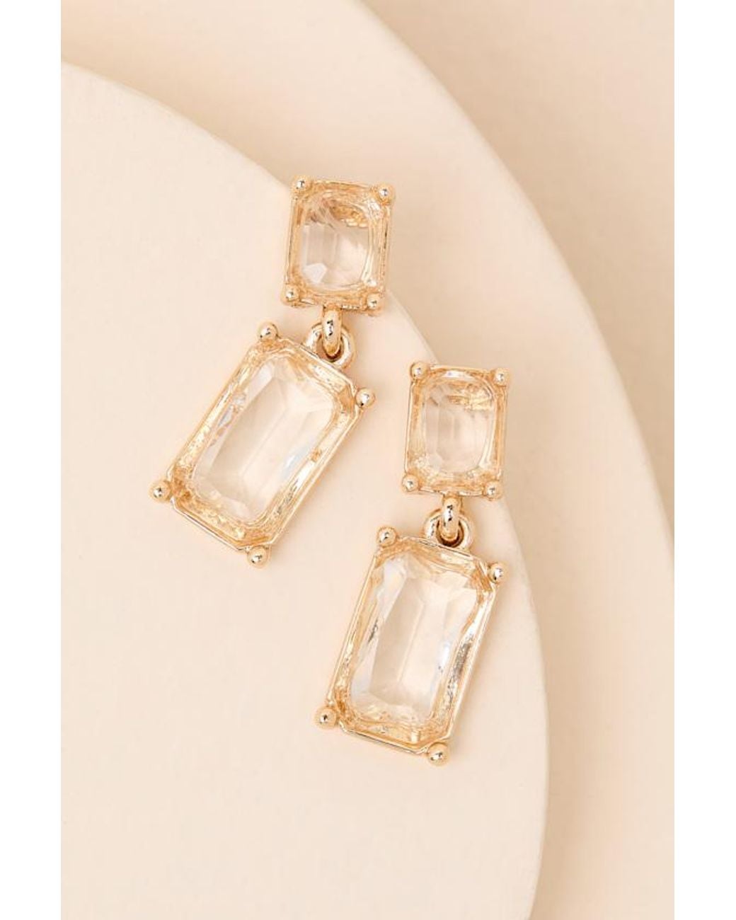 Lulus Brown Elmont Rhinestone Earrings