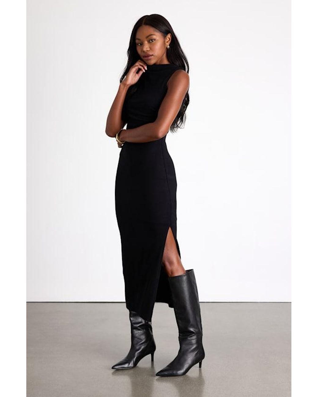 Lulus Black Zephine Sleeveless Sweater Midi Dress