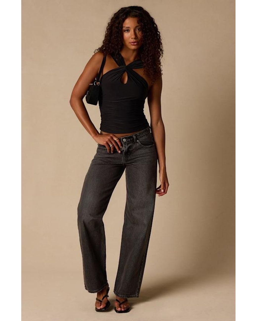 Lulus Black Deb Slinky Knit Keyhole Cutout Top