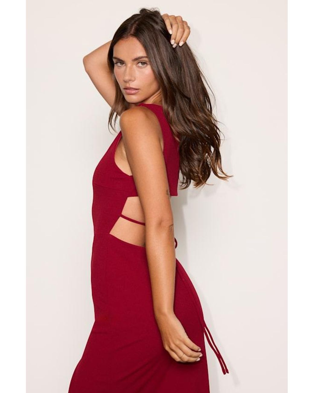 Lulus Red Sultry Elegance Cutout Bodycon Midi Dress