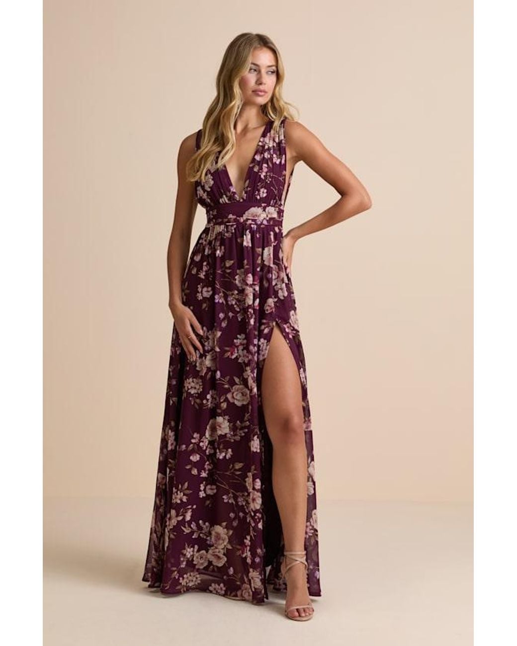 Lulus Purple Heavenly Hues Plum Floral Maxi Dress