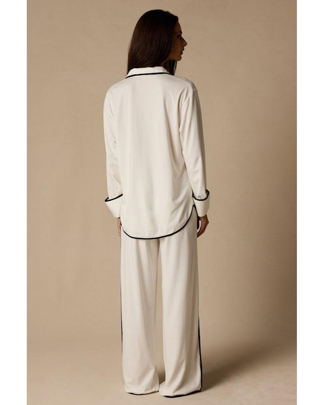 Lulus Natural Surina Ivory And Long Sleeve Two-Piece Pajama Set
