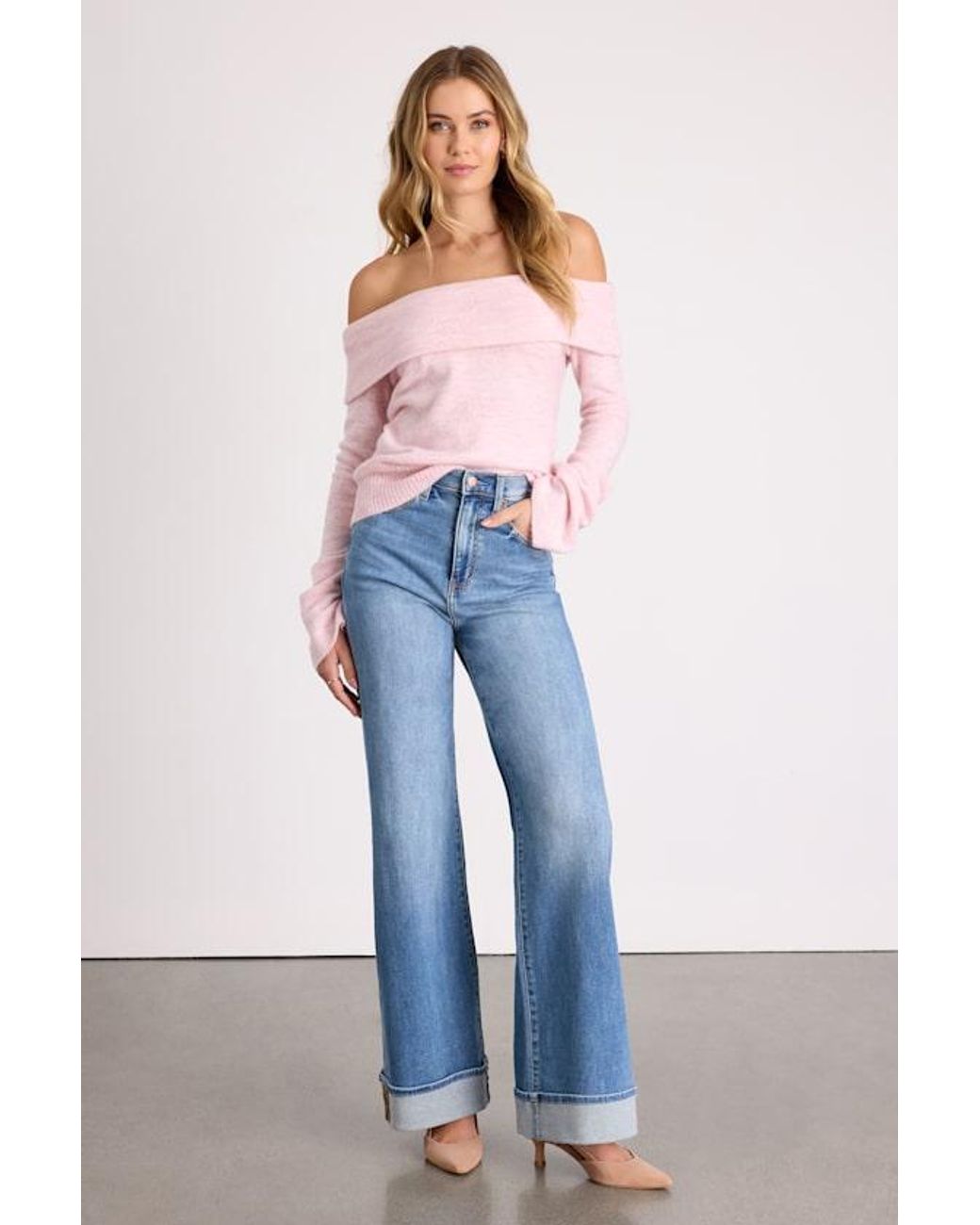 Lulus Pink Melinda Space Dye Off-The-Shoulder Sweater Top