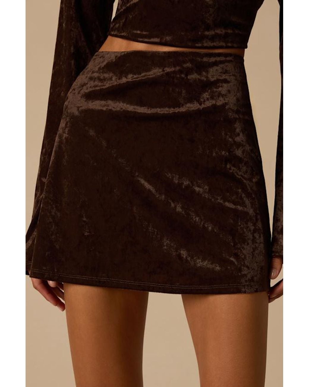 Lulus Brown Talaria Velvet High-Rise Mini Skirt