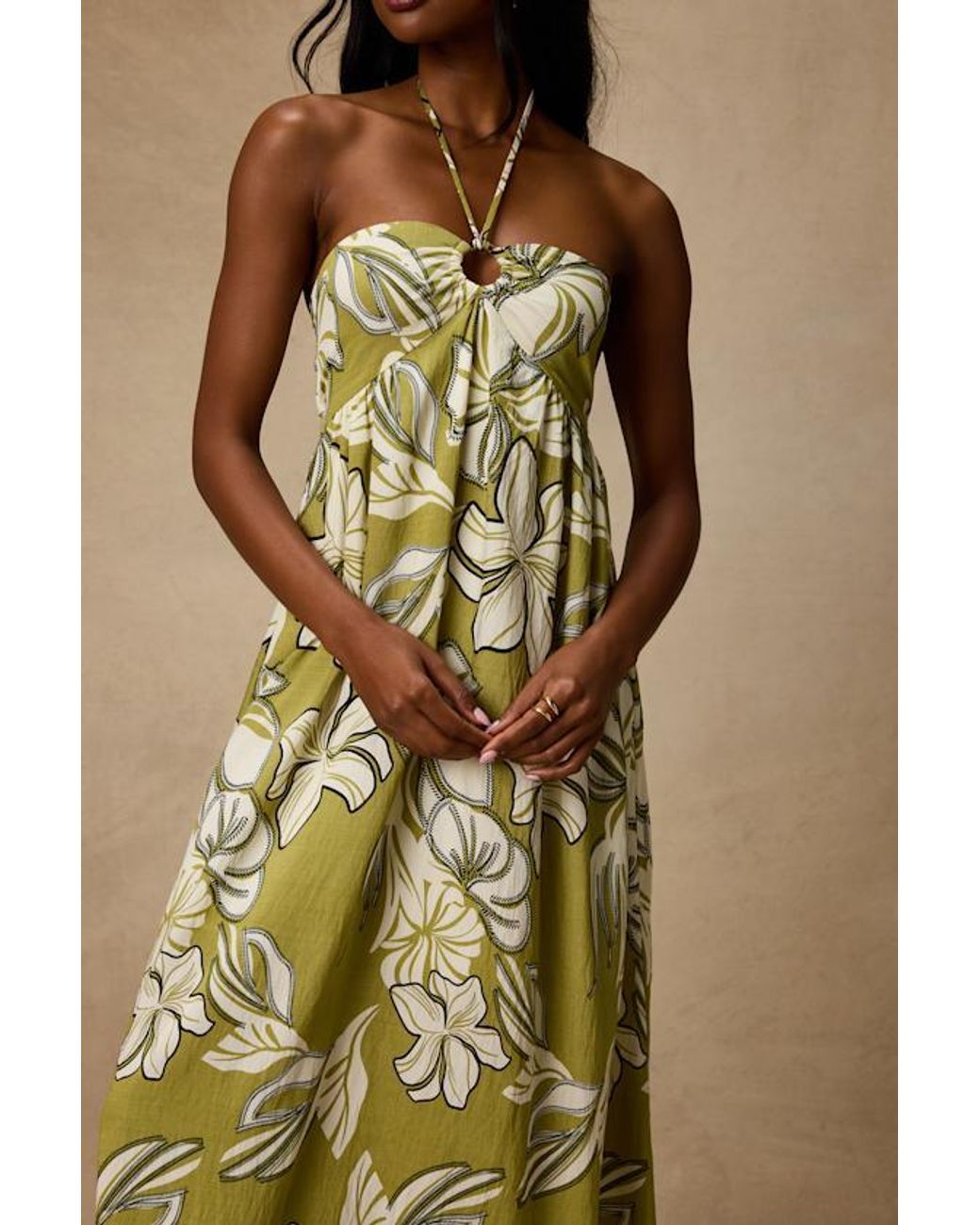 Lulus Yellow Cheri Light Floral Halter Midi Dress