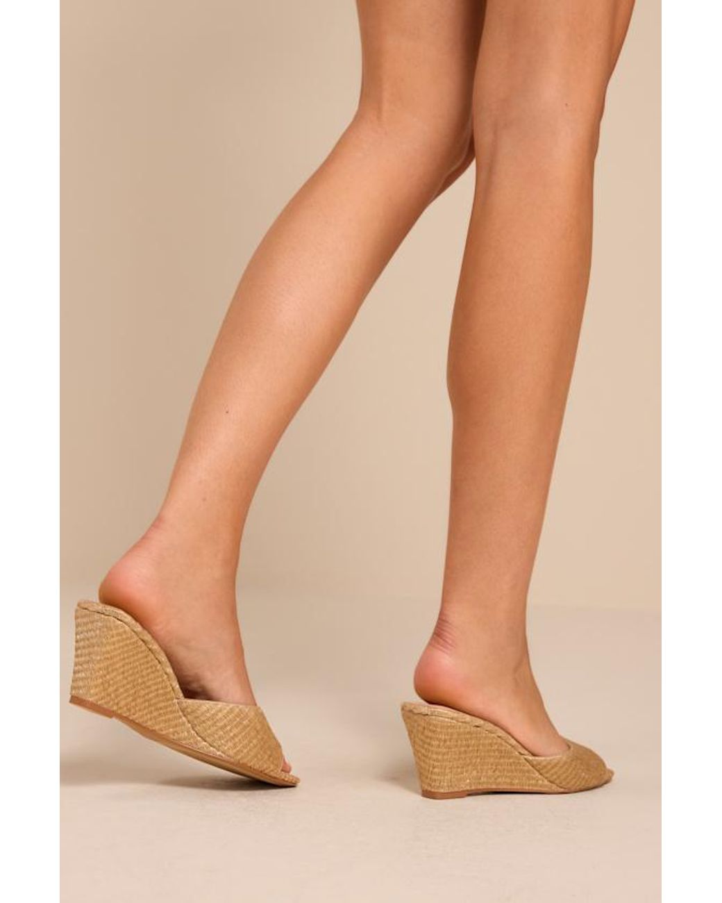 Steve Madden Brown Seleste Raffia Slide Wedge Sandals