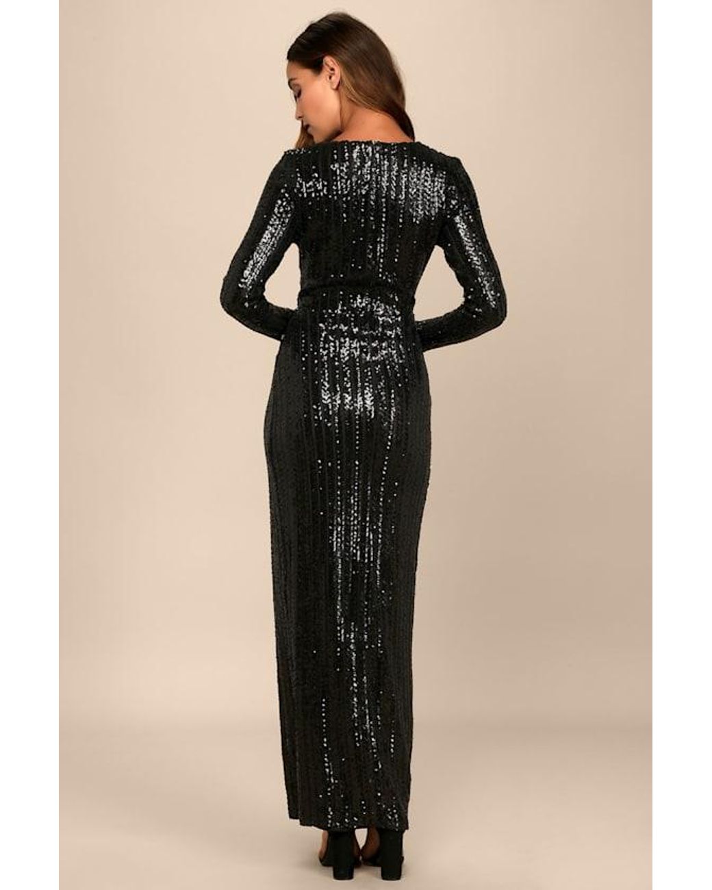 Lulus Black Love Lasts Forever Sequin Long Sleeve Maxi Dress