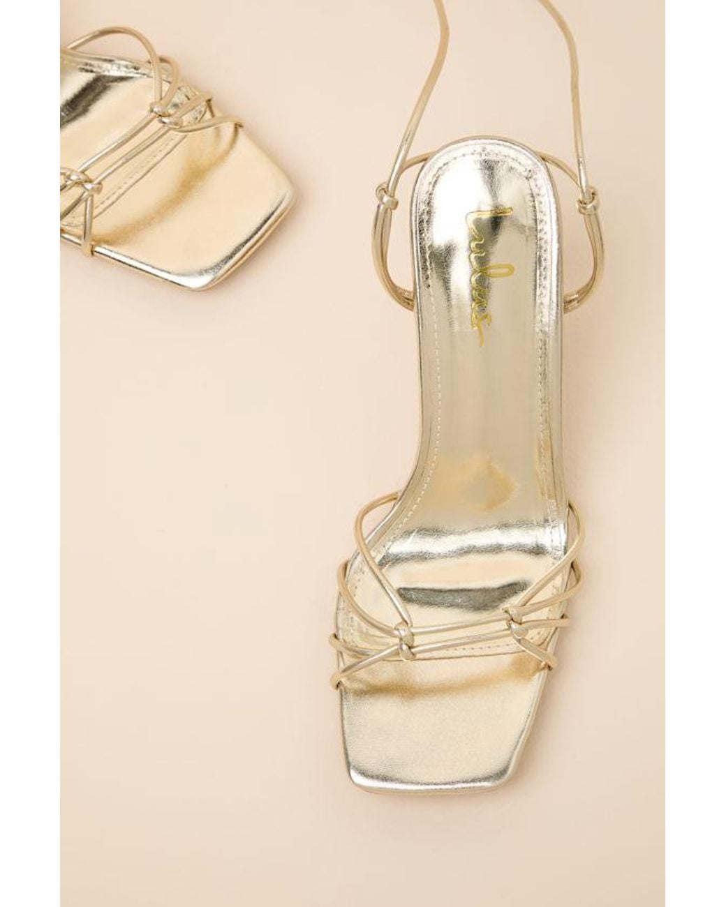 Lulus Natural Anka Strappy Lace-Up High Heel Sandals