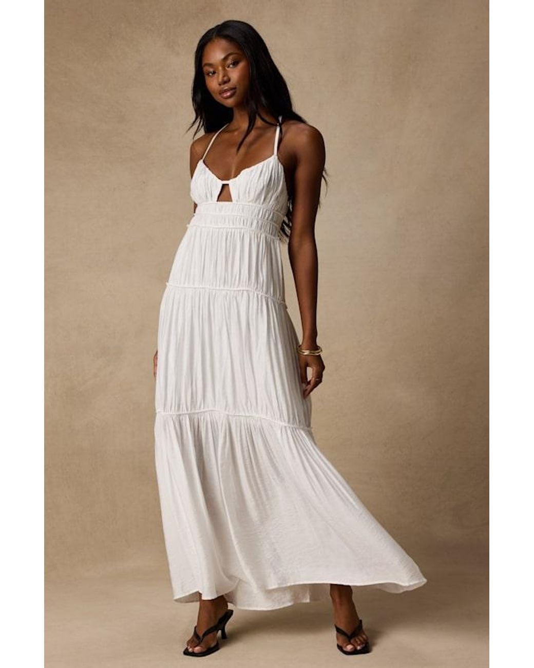 Lulus Natural Devaney Tie-Back Maxi Dress