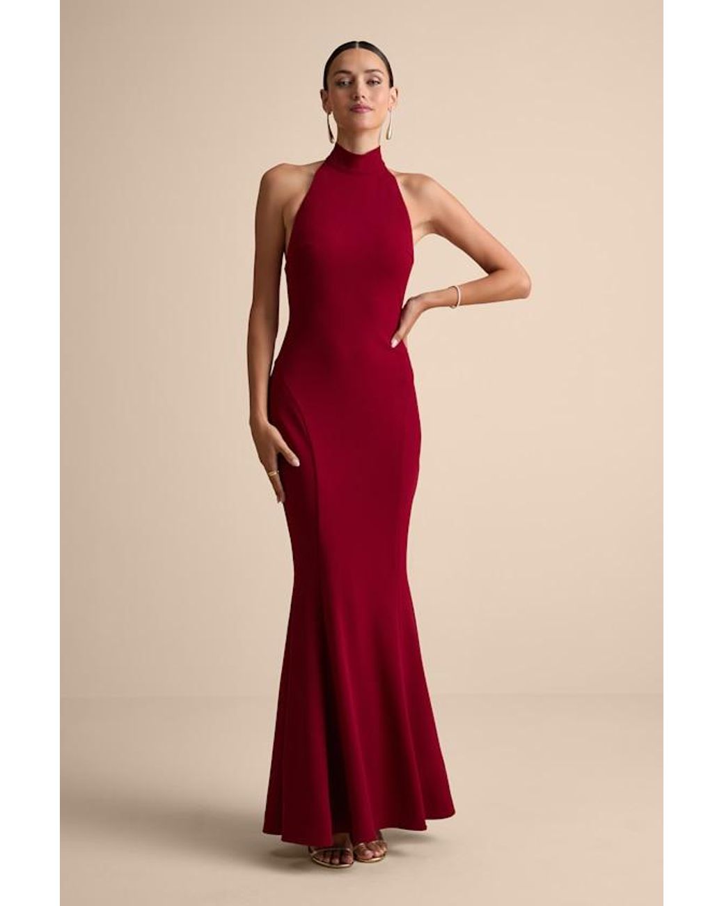 Lulus Sihana Halter Mermaid Maxi Dress in Red | Lyst