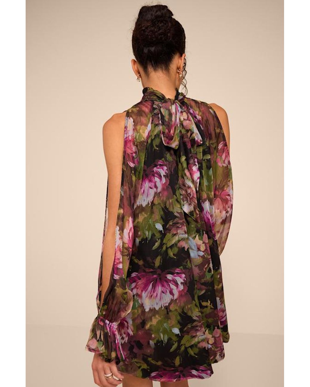 Lulus Natural Helsi Multi Floral Long Sleeve Mini Dress