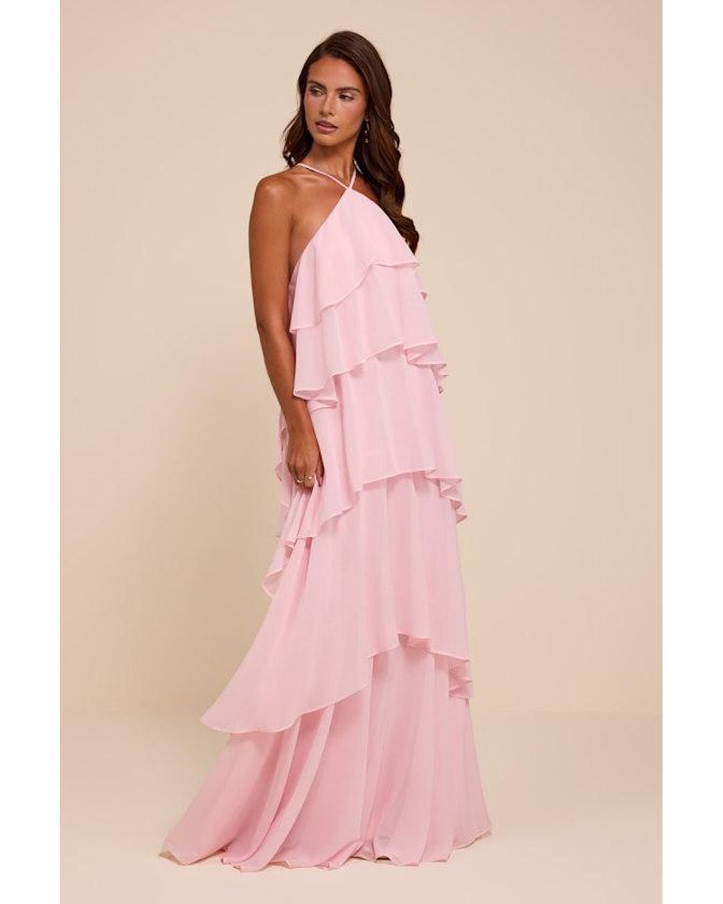 Lulus Pink Aveley Tiered Shift Maxi Dress