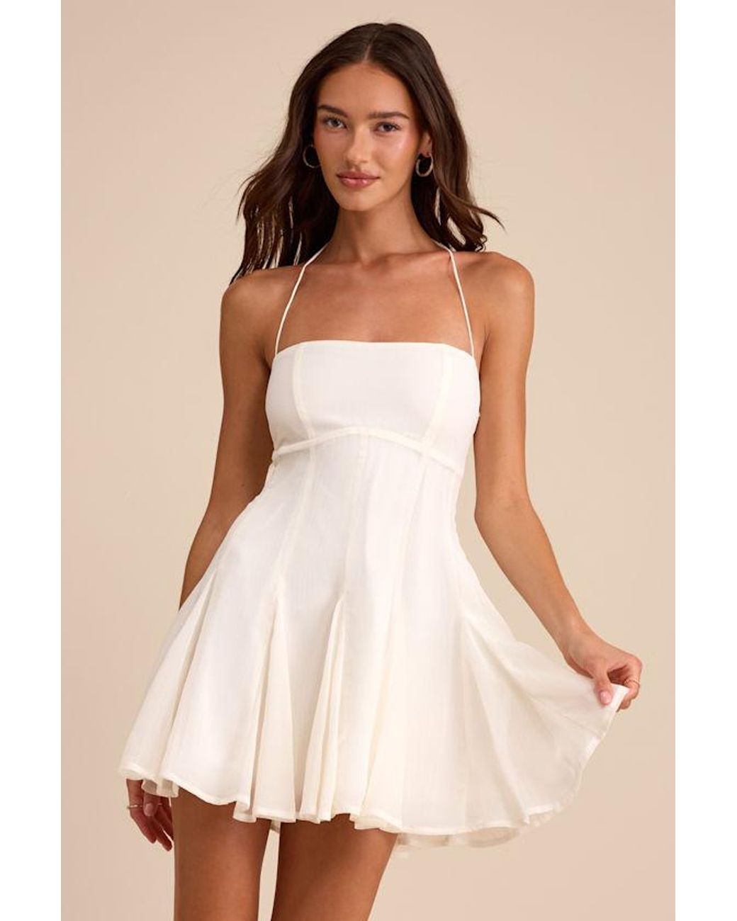 Lulus Natural Sophrina Halter Mini Dress