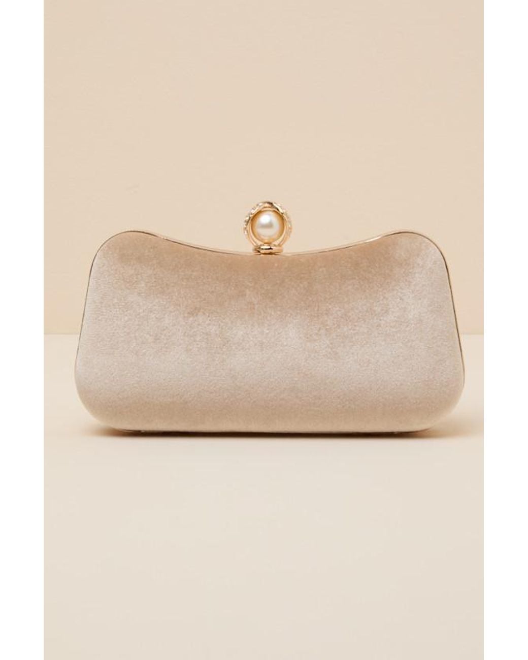 Lulus Natural Date Night Velvet Clutch