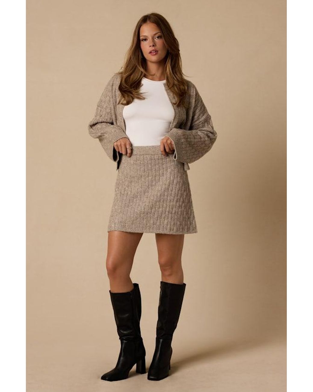 Lulus Natural Buxton Sweater Mini Skirt