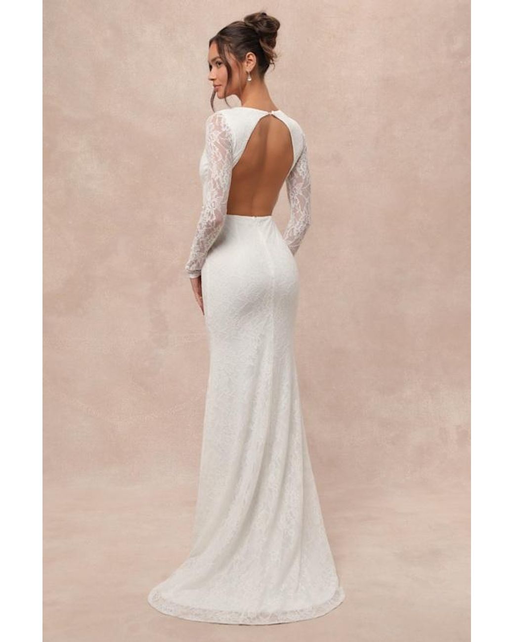 Lulus Natural Emmersyn Lace Backless Maxi Dress