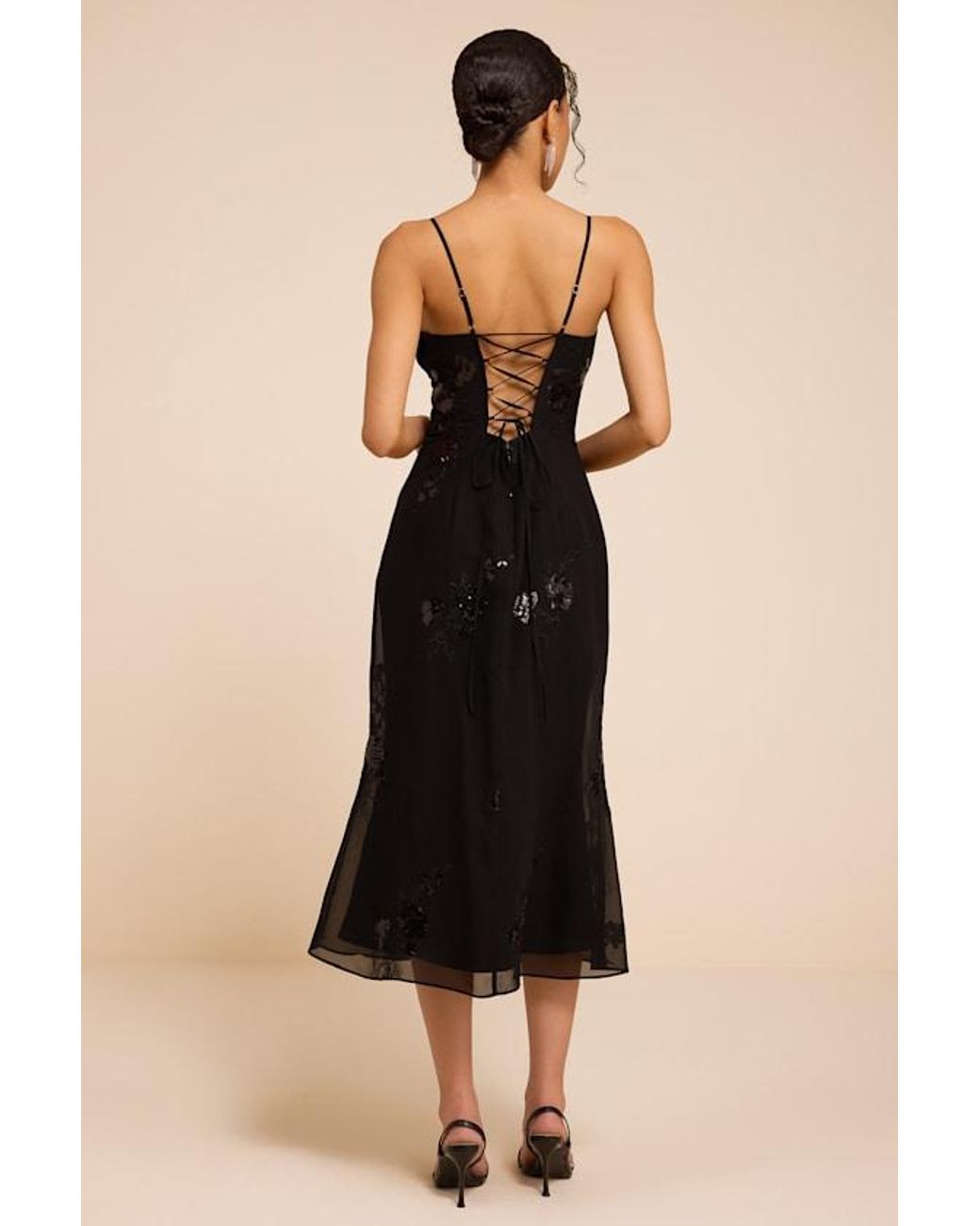 Lulus Natural Minx Sequin Lace-Up Midi Dress