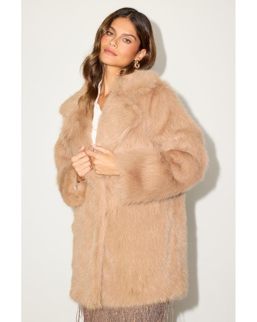 Lulus Brown Endora Faux Fur Longline Coat