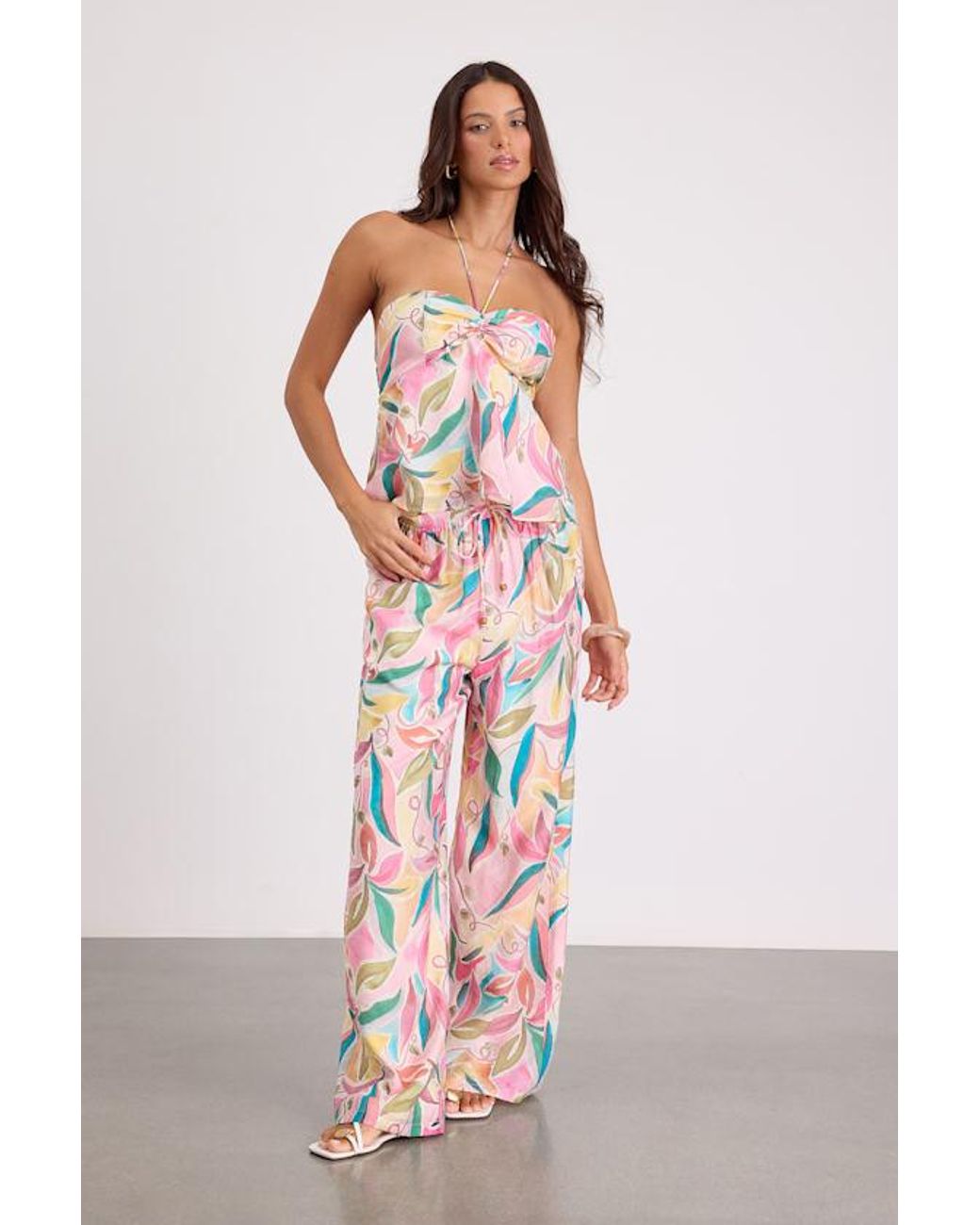 Lulus Red Prilla Multi Abstract Halter Tank Top