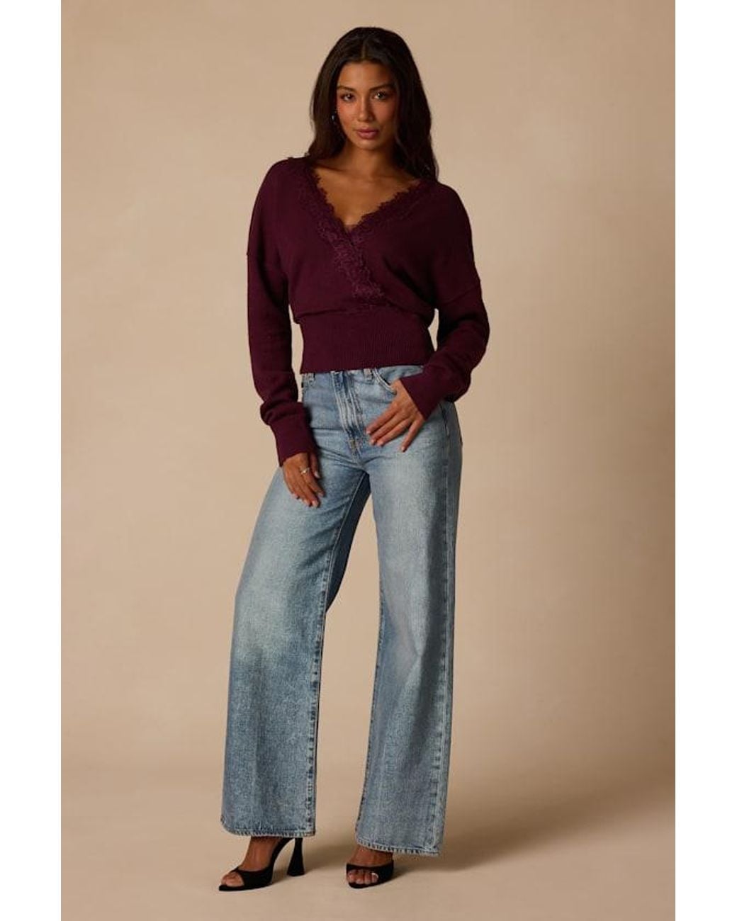 Lulus Red Flavia Plum Lace Sweater