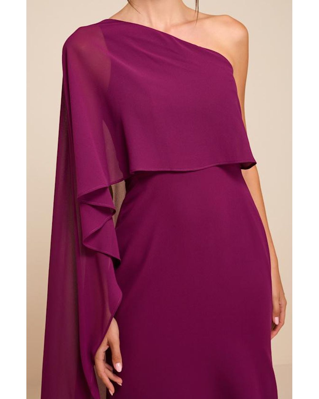 Lulus Purple Marlowe Plum One-Shoulder Cape Maxi Dress