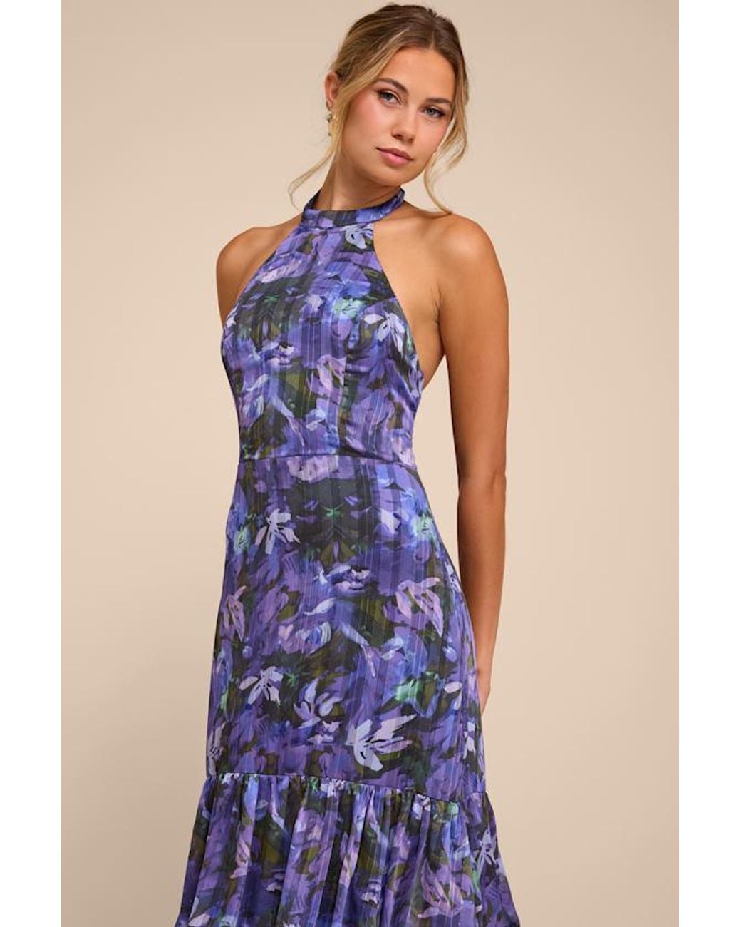 Lulus Blue Lucine Floral Tiered Maxi Dress