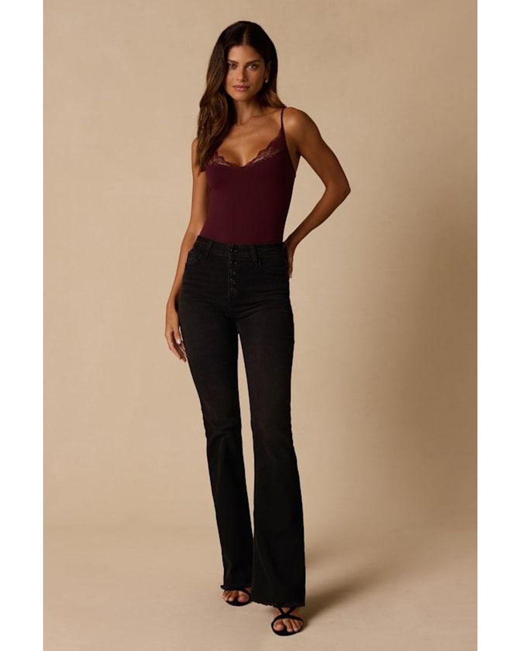 Lulus Purple Vera Plum Lace Cami Bodysuit