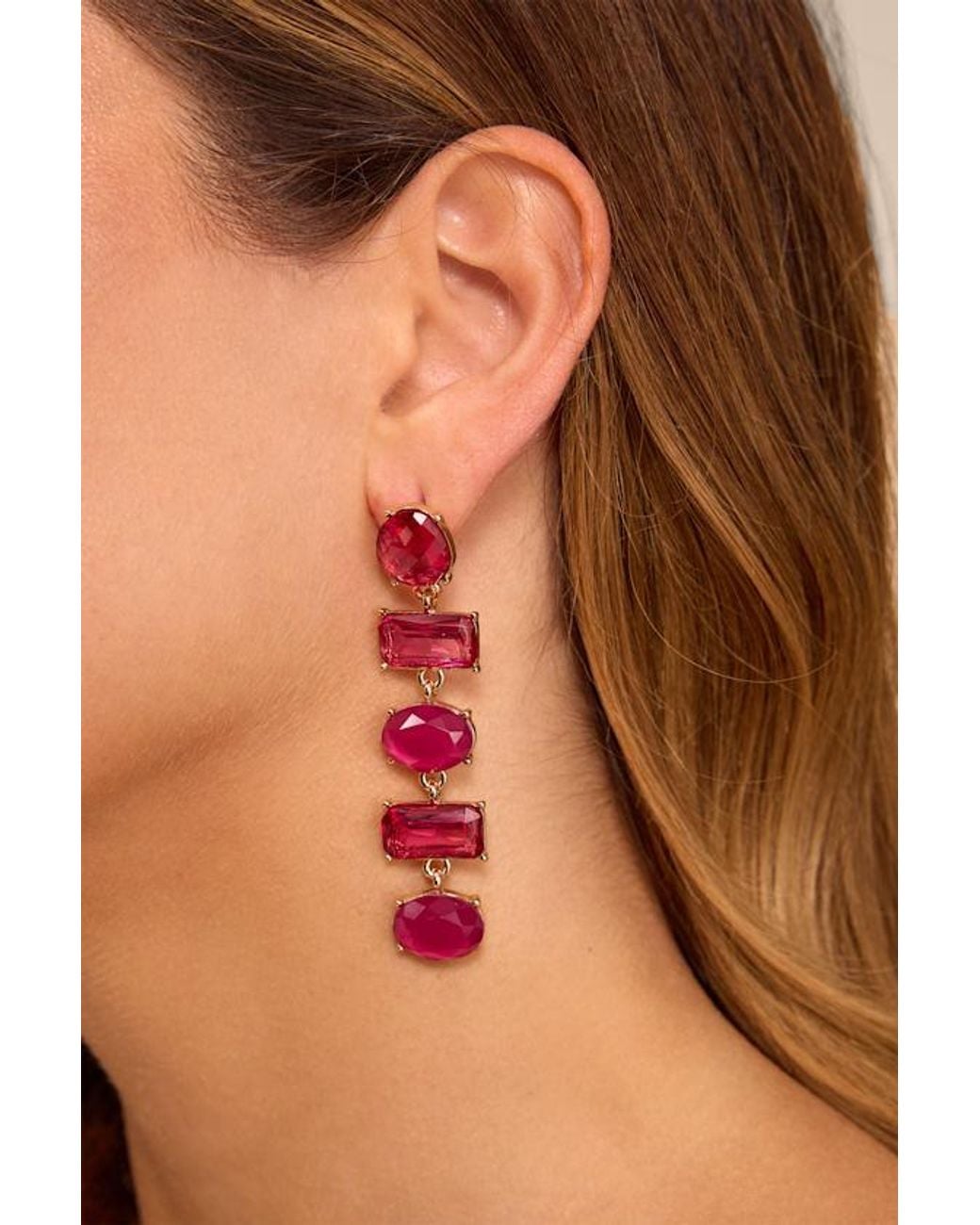 Lulus Brown Chateau Rhinestone Drop Earrings