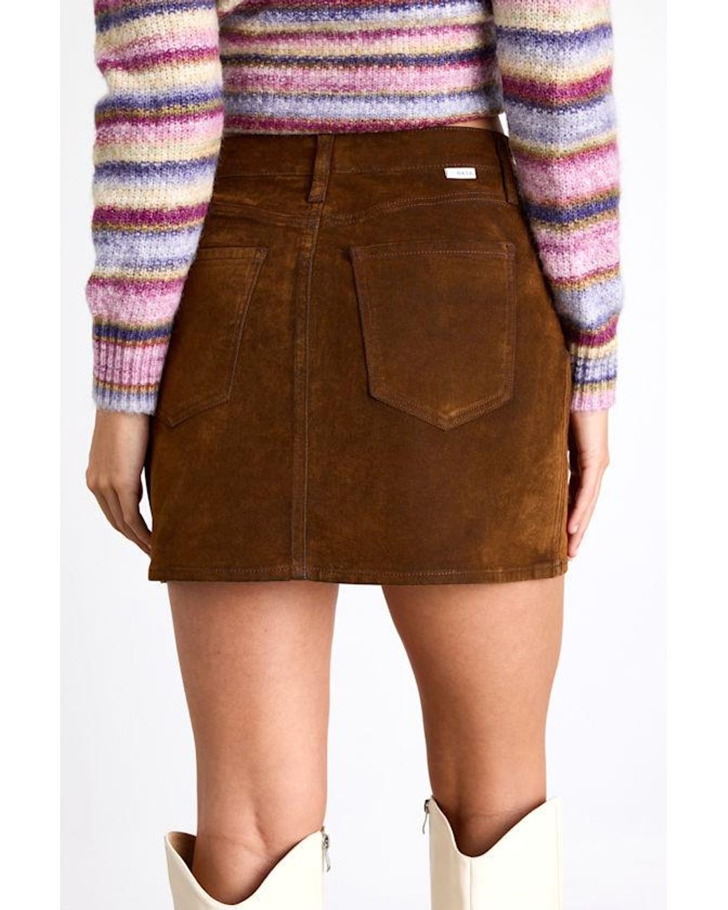 Daze Denim Red Stash Flocked Denim High-Rise Mini Skirt