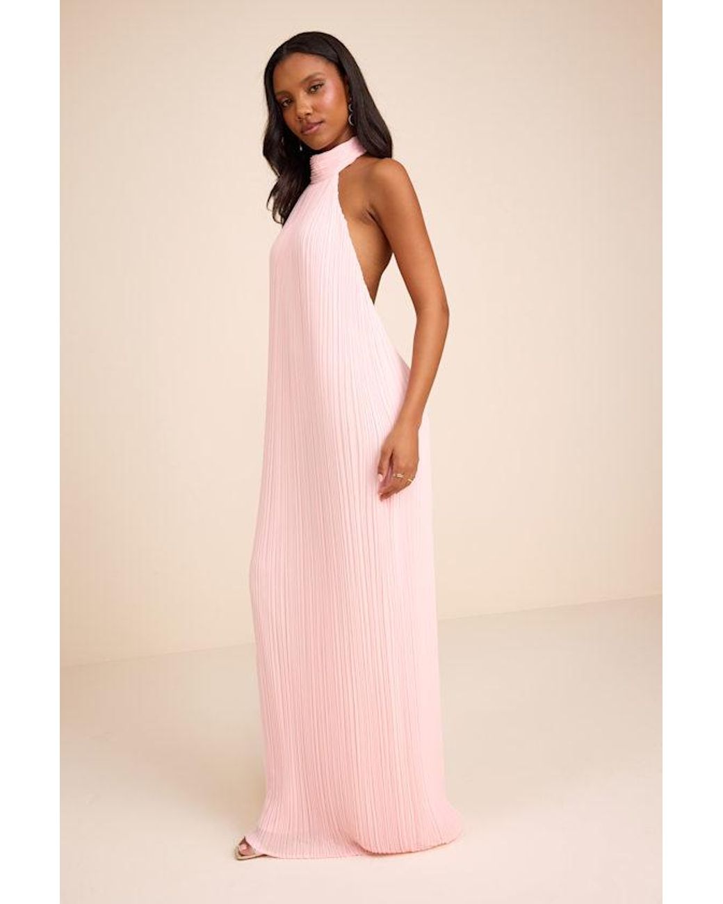 Lulus Pink Marta Pleated Backless Maxi Dress