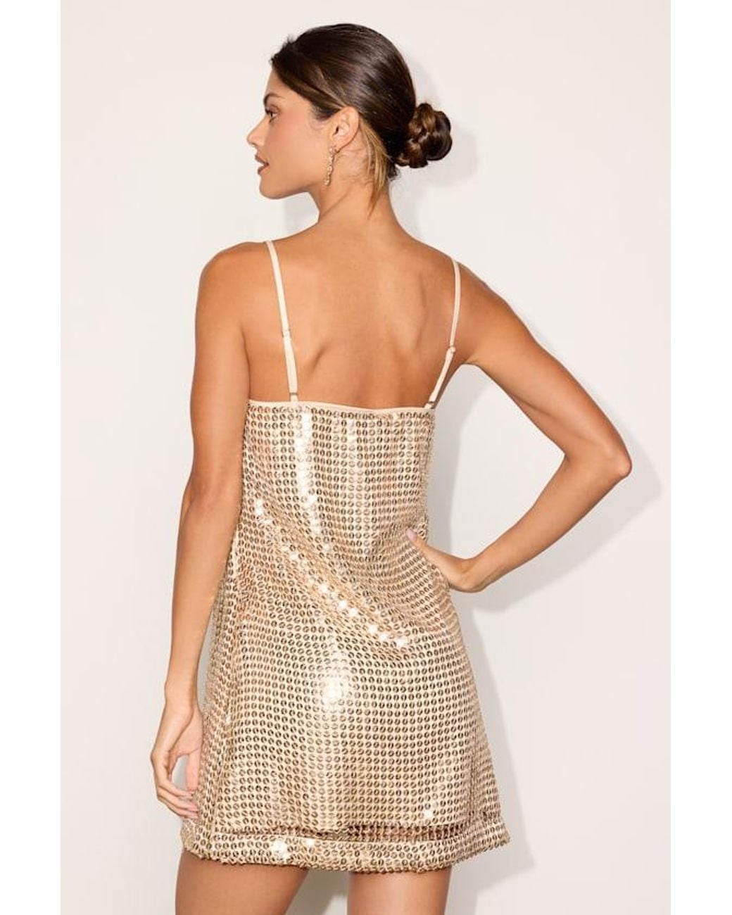 Lulus Natural Alimar Sequin Mini Dress