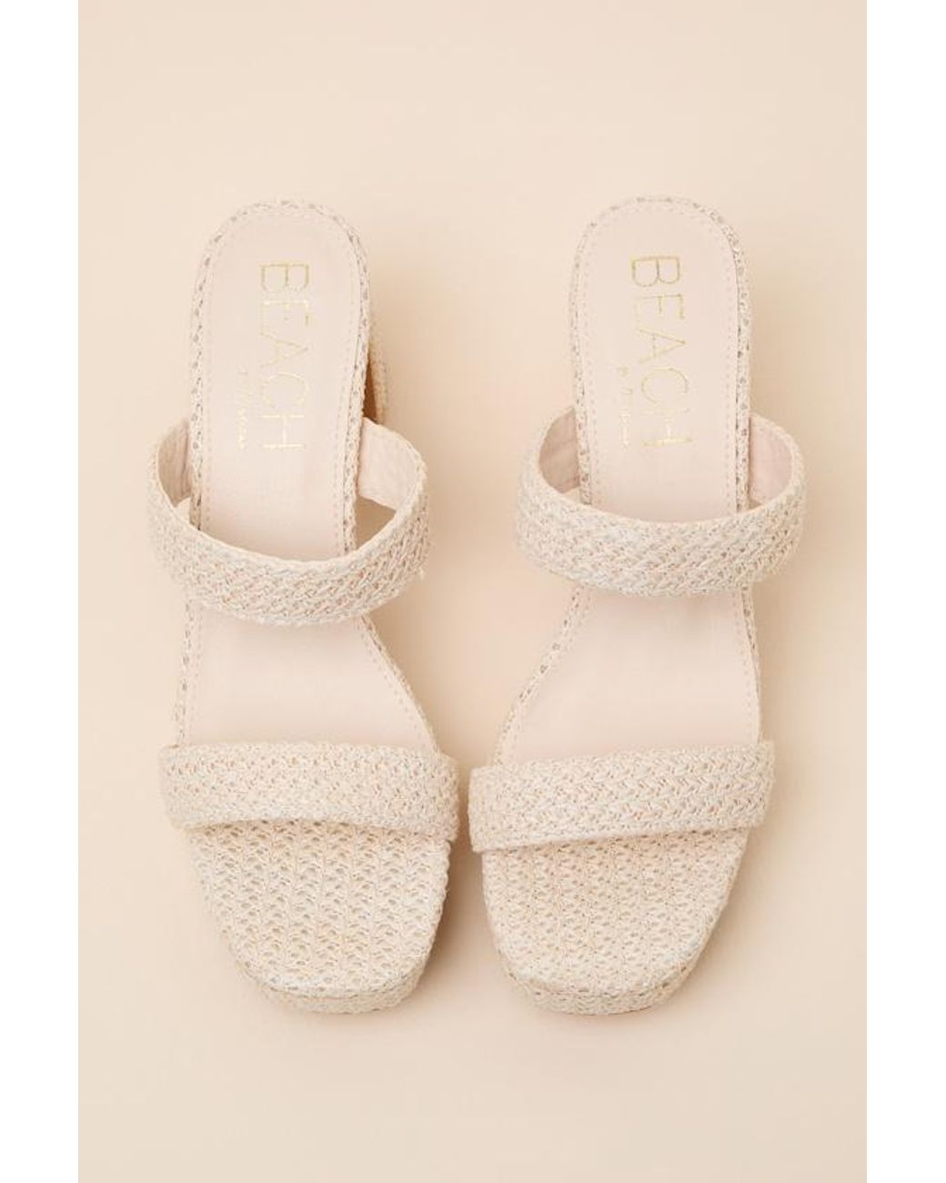 Matisse Echo Natural Raffia Platform High Heel Slide Sandals