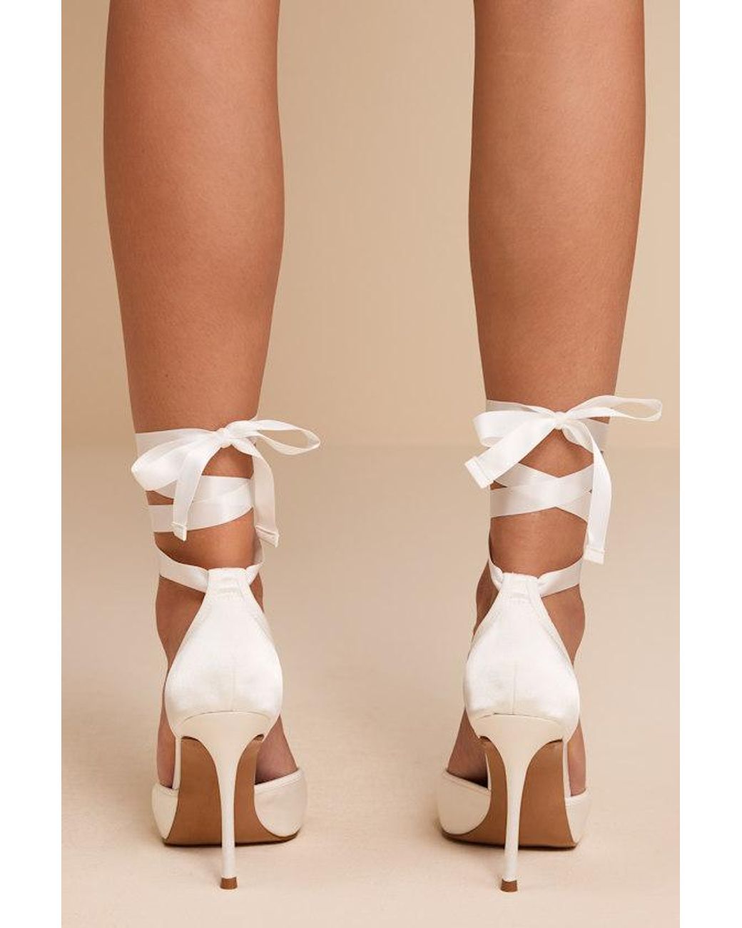 Steve Madden Natural Larina Satin Lace-Up Pumps
