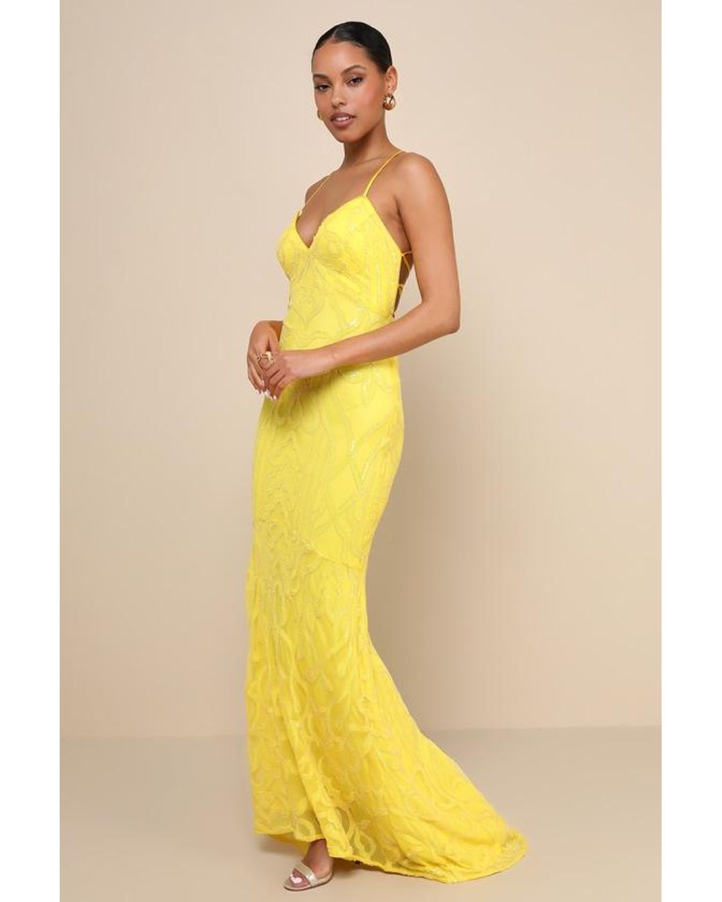 chinese dress ladies Summer To Remember Lace-Up Back Dress Floral Yellow Selfie Leslie