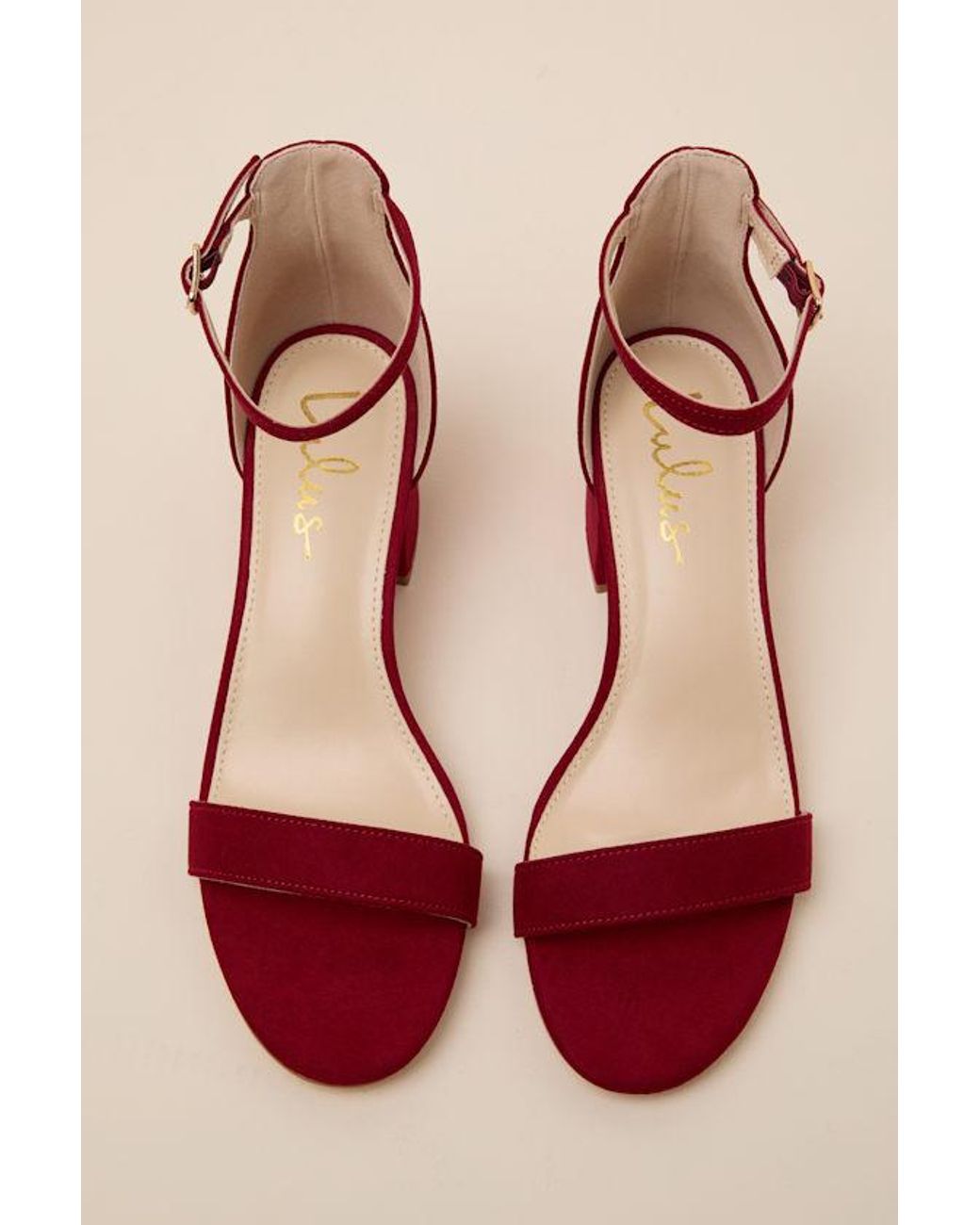 Lulus Red Harper Deep Suede Ankle Strap Heels