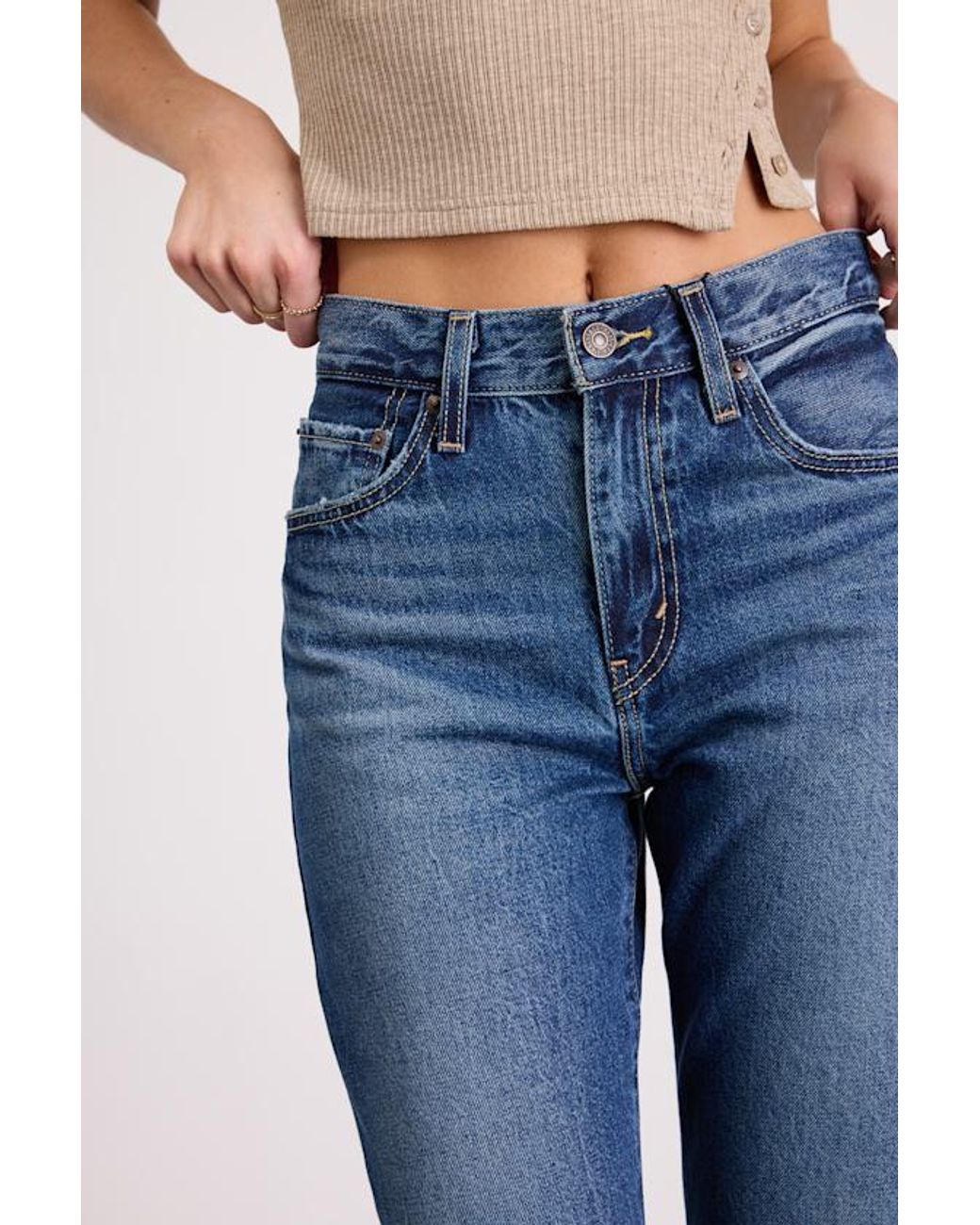 Levi's White Easy Dad Dark Wash High-Rise Jeans