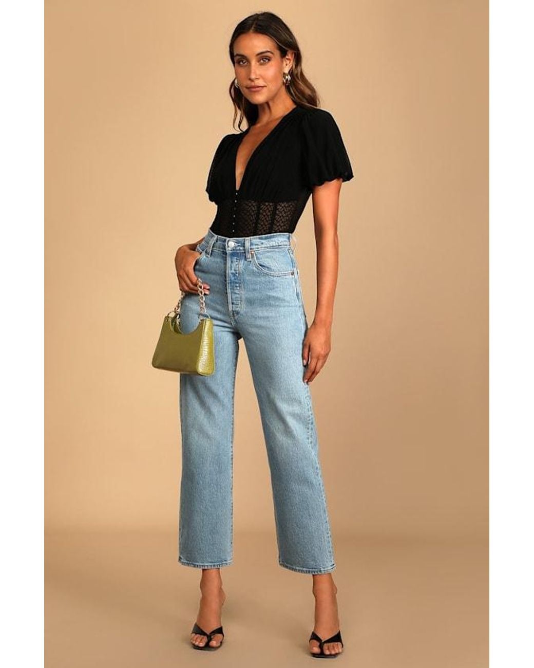 Lulus Black Properly Trendy Mesh Puff Sleeve Bodysuit