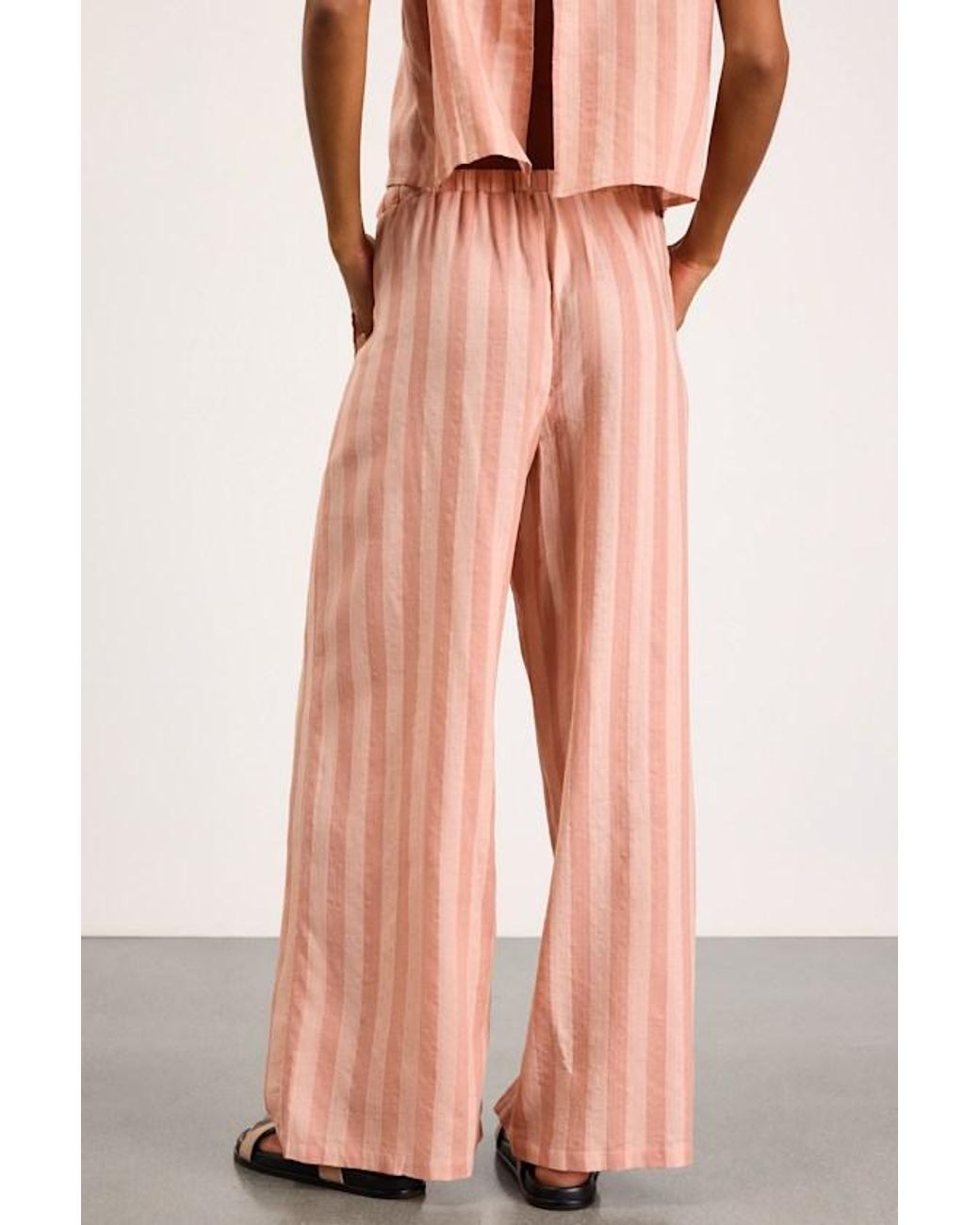 Lulus Pink Dresa Striped Cotton Wide-Leg Pants