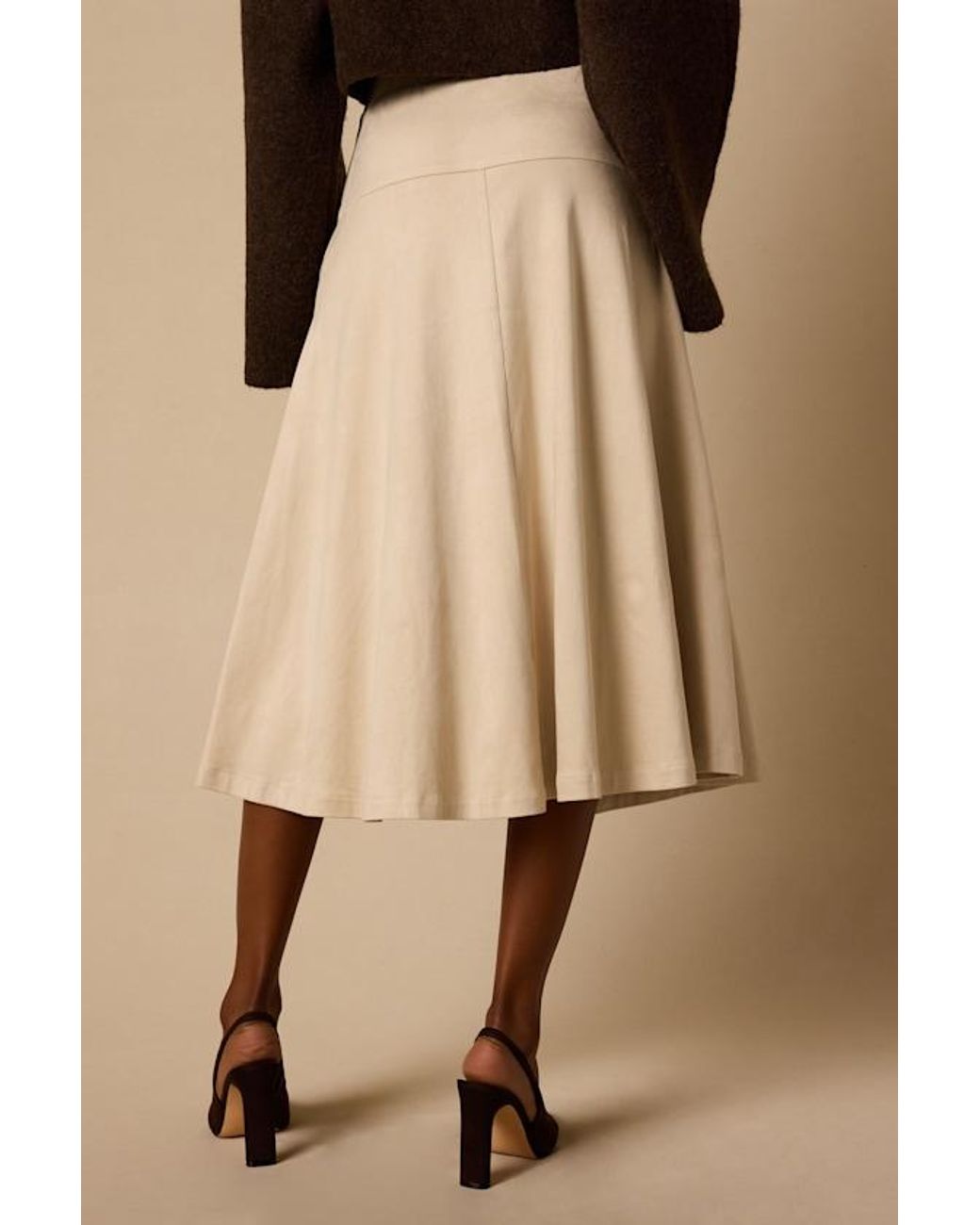 Lulus Natural Flawless Composure Cream Suede High-Waisted Midi Skirt