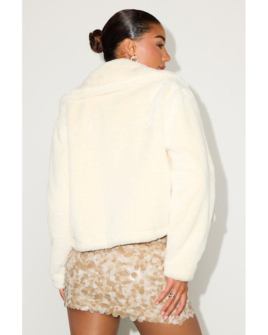 Lulus Natural Cuddly Sensation Faux Fur Cropped Jacket