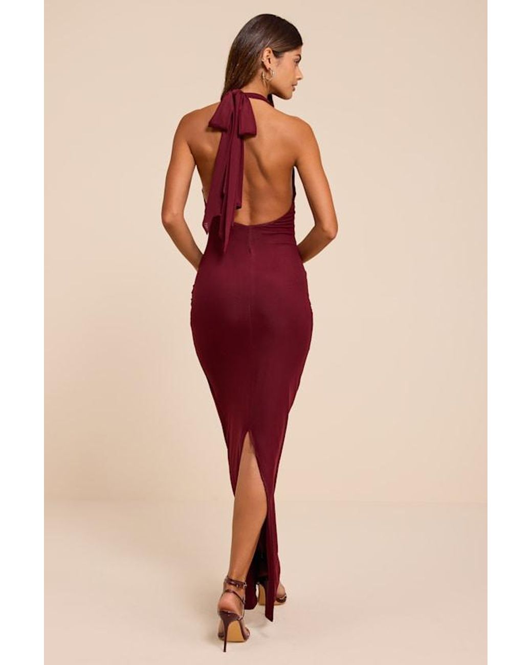 Lulus Red Frona Mesh Backless Maxi Dress