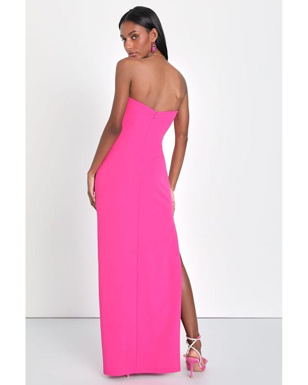 Lulus Pink Elaborate Excellence Strapless Bodycon Maxi Dress